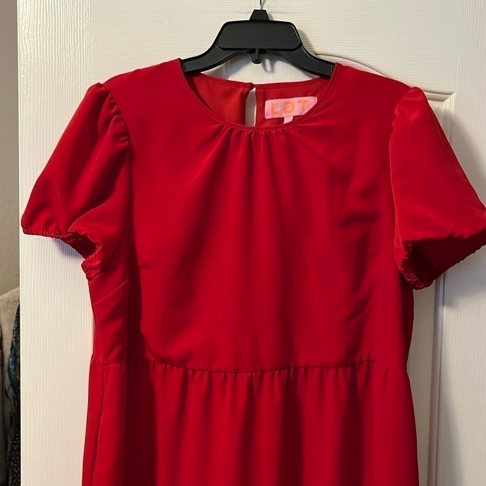 LDT EUC red tiered dress size 14